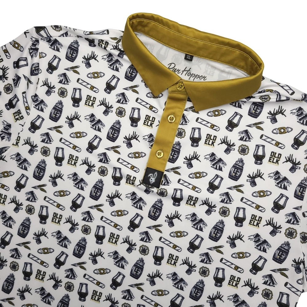 ParHopper Polo Shirt Mens XL White‎ Old Elk Whiskey Golf Performance Stretch Top